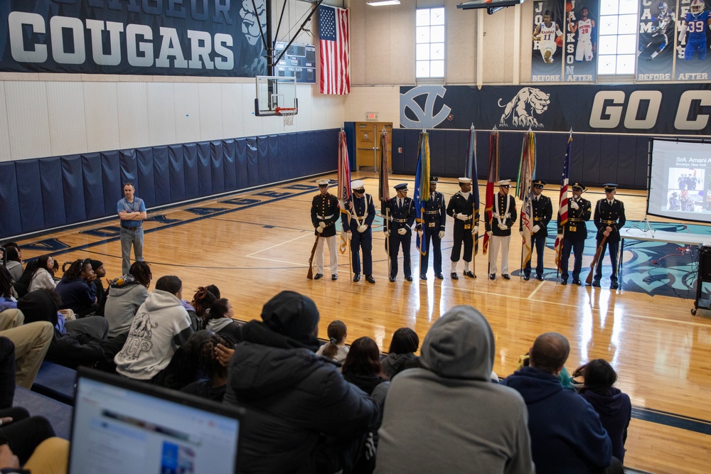 Joint Armed Forces Color Guard Engage with Detroit High School Students