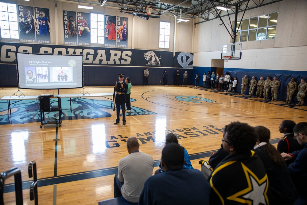 Joint Armed Forces Color Guard Engage with Detroit High School Students