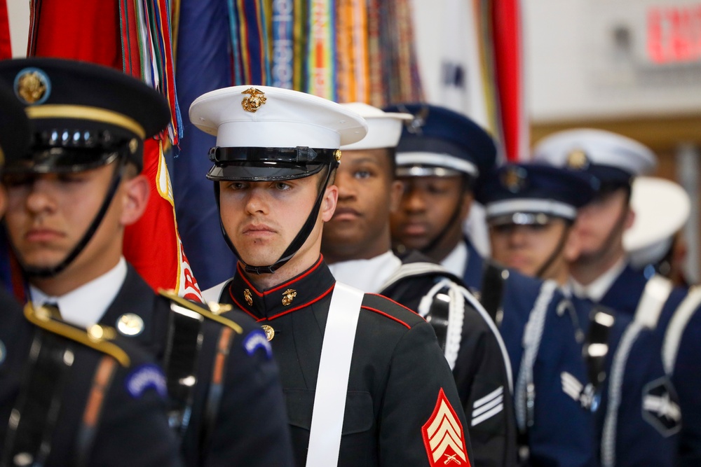 Joint Armed Forces Color Guard Engage with Detroit High School Students