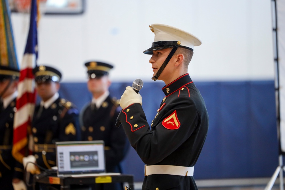 Joint Armed Forces Color Guard Engage with Detroit High School Students
