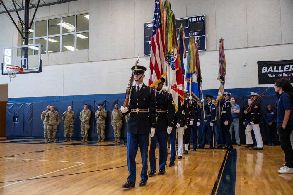 Joint Armed Forces Color Guard Engage with Detroit High School Students