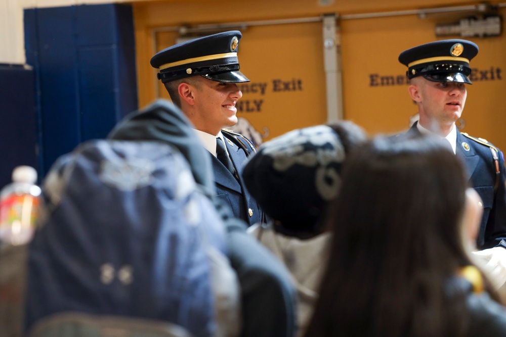 Joint Armed Forces Color Guard Engage with Detroit High School Students