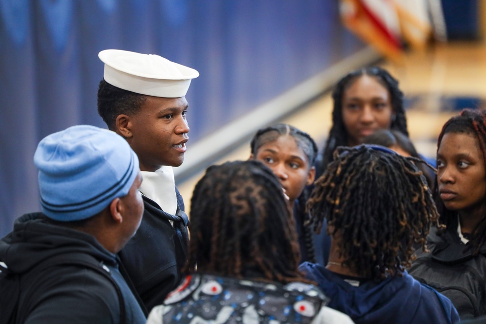Joint Armed Forces Color Guard Engage with Detroit High School Students