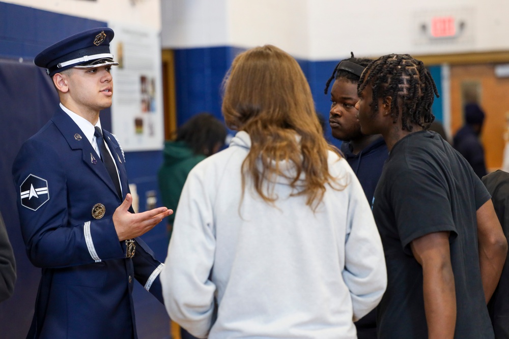 Joint Armed Forces Color Guard Engage with Detroit High School Students