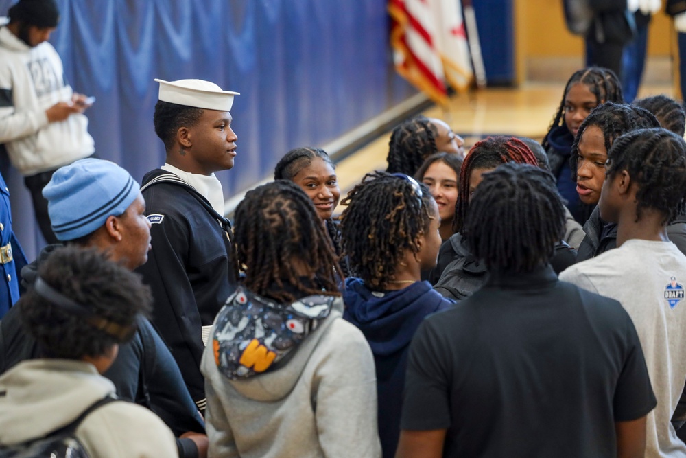 Joint Armed Forces Color Guard Engage with Detroit High School Students