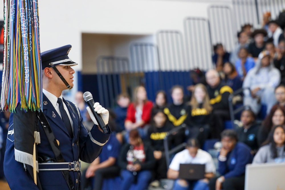 Joint Armed Forces Color Guard Engage with Detroit High School Students