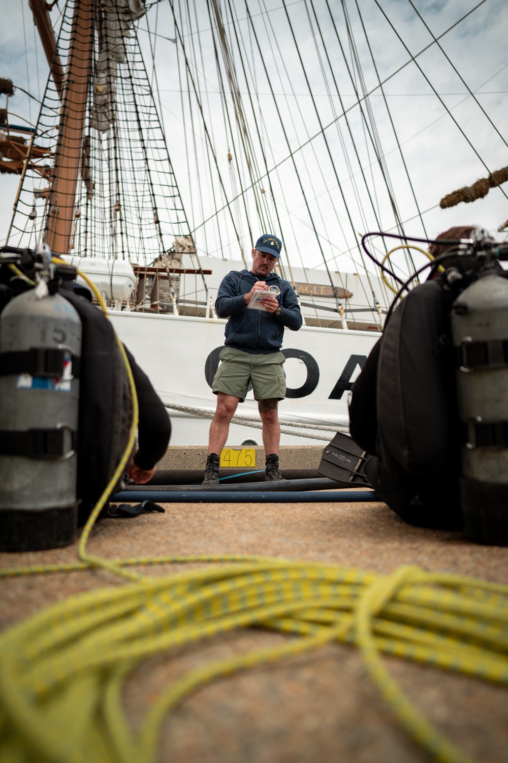 Divers inspect Coast Guard Cutter Eagle