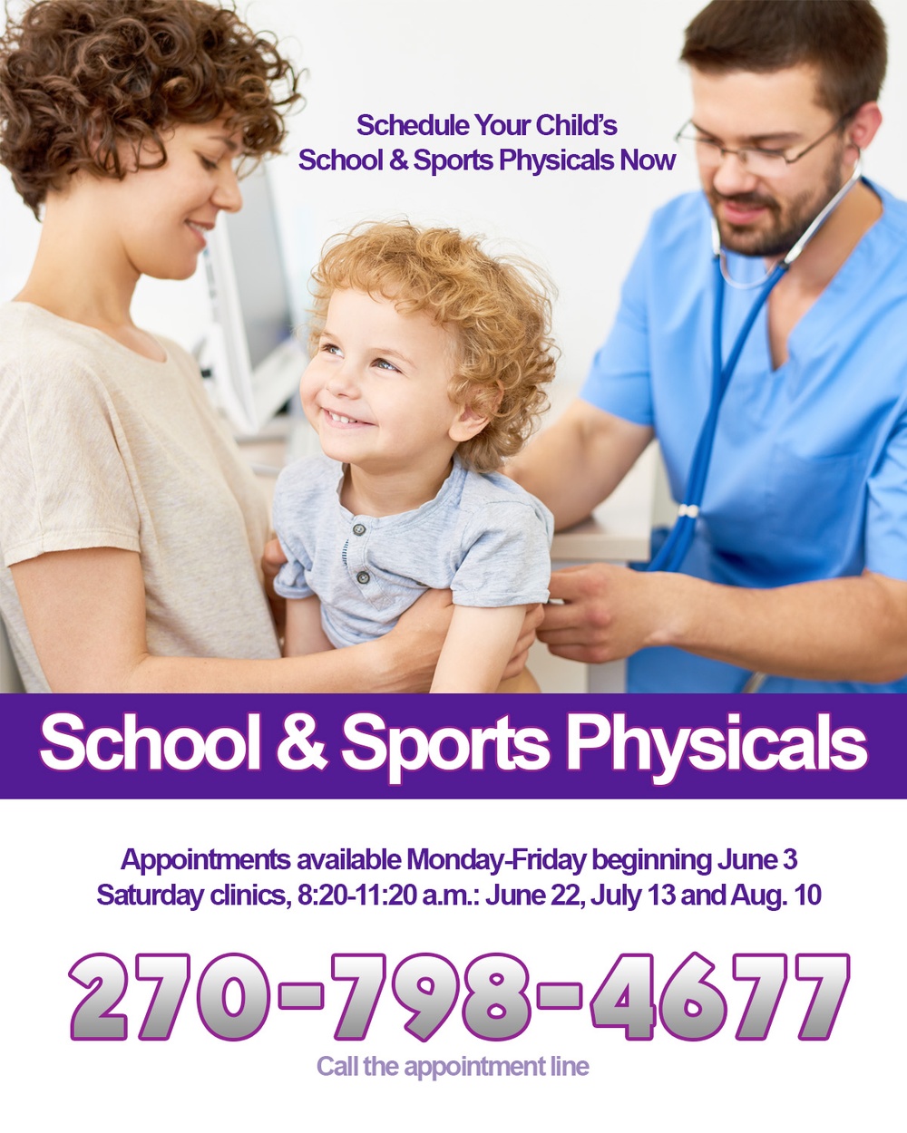 BACH announces clinic dates for School and Sports Physicals
