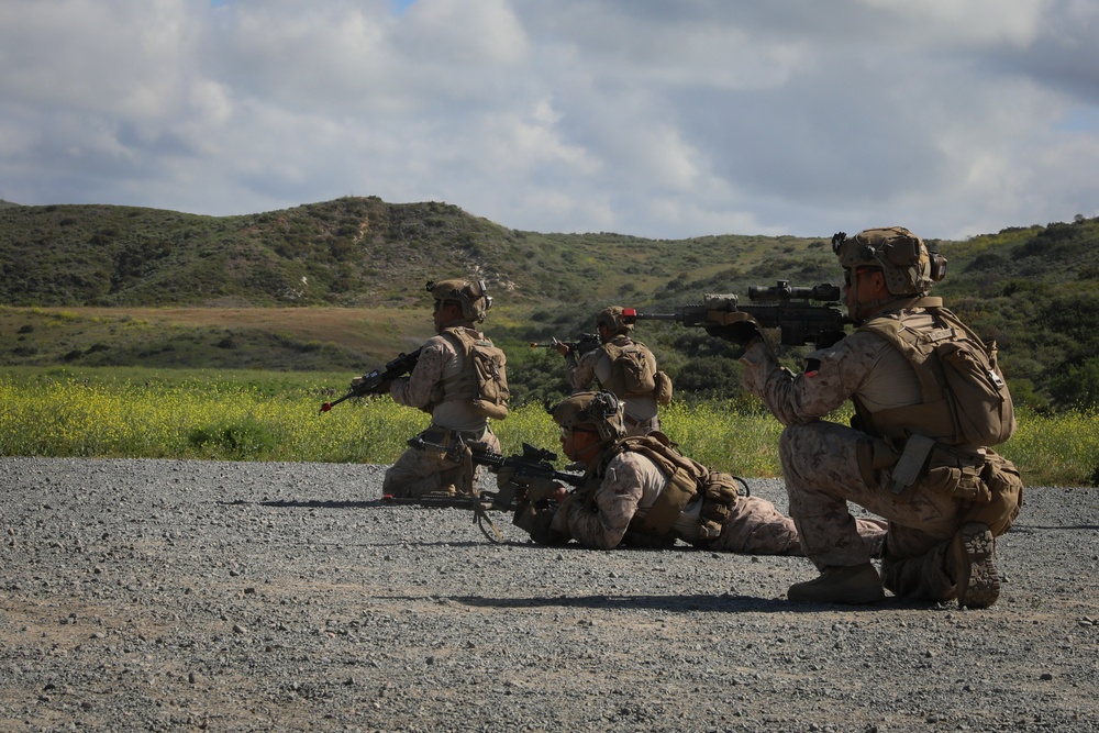 3rd Bn., 4th Marines patrols through infantry immersion trainer