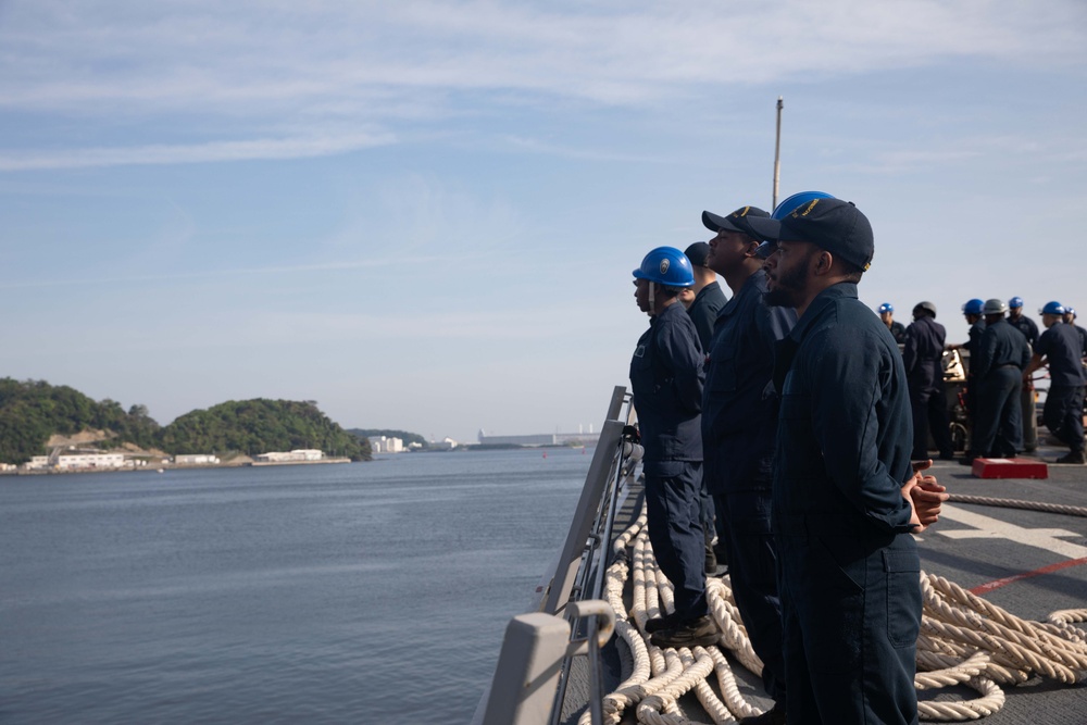 USS Ralph Johnson conducts sea-and-anchor evolution.