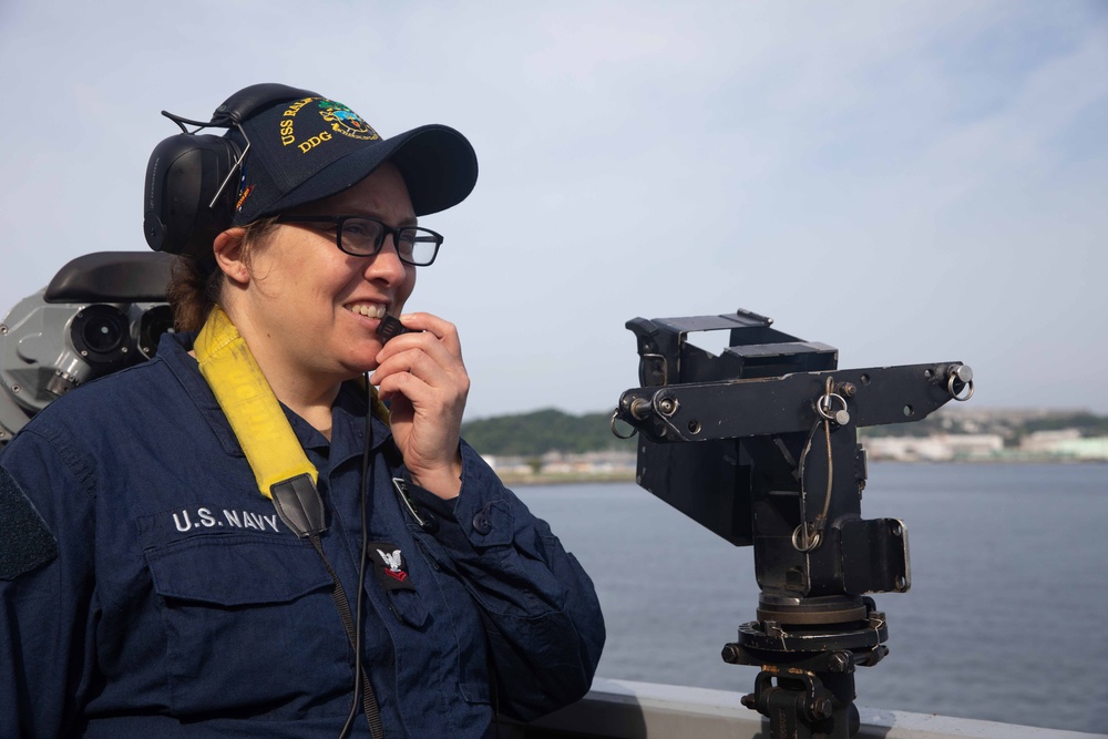 USS Ralph Johnson conducts sea-and-anchor evolution.