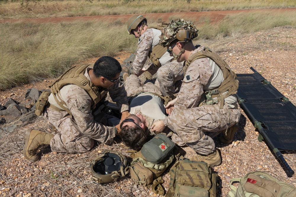 MRF-D 24.3: Navy Corpsmen, CareFlight Australia personnel rehearse casualty evacuations