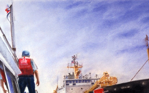 US Coast Guard Art Program 2001 Collection, Object Id # 200125, &quot;Harbor Rendezvous,&quot; Karen Loew