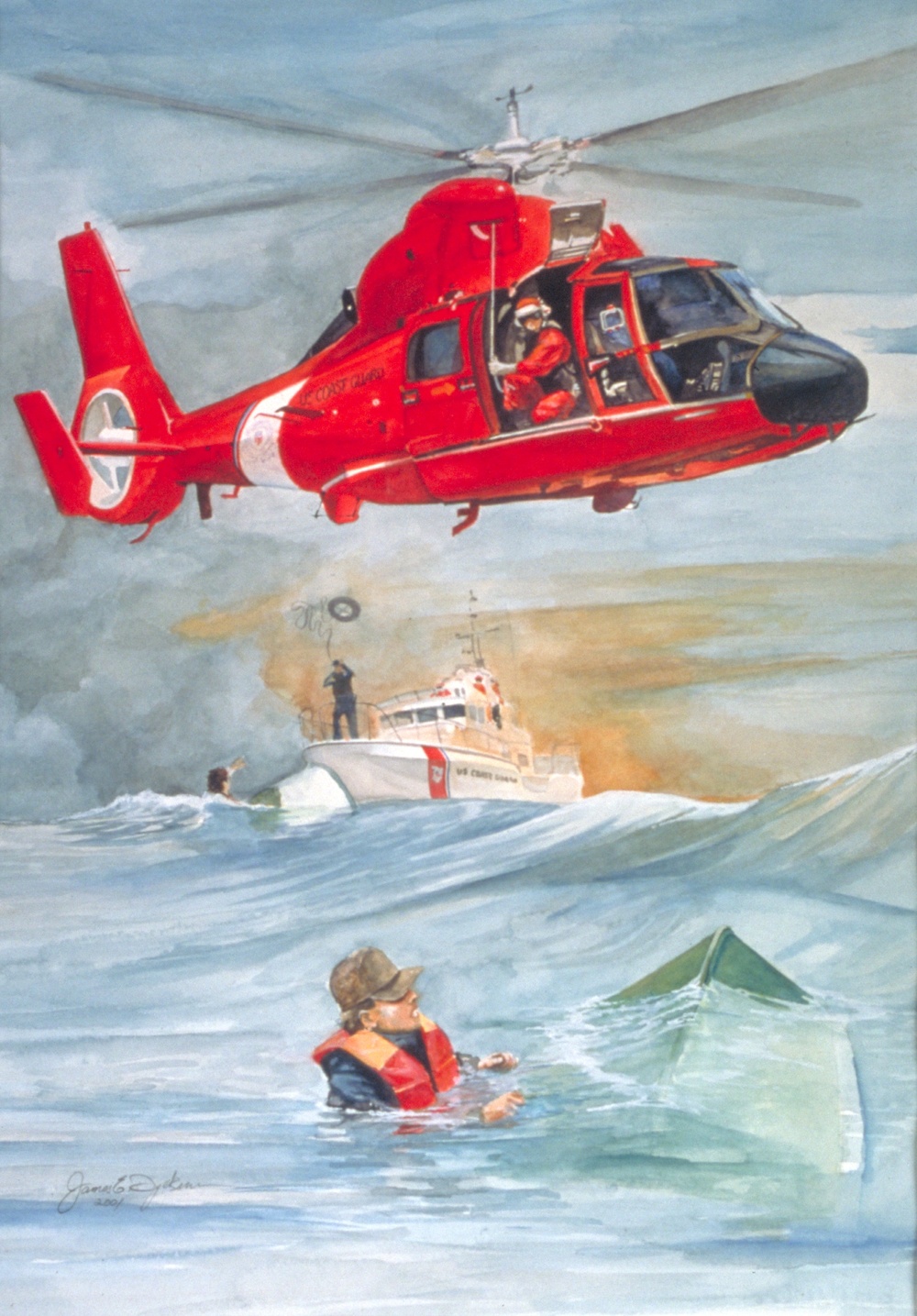 US Coast Guard Art Program 2001 Collection, Object Id # 200153, "Rescue off Long Island," James Dykeman