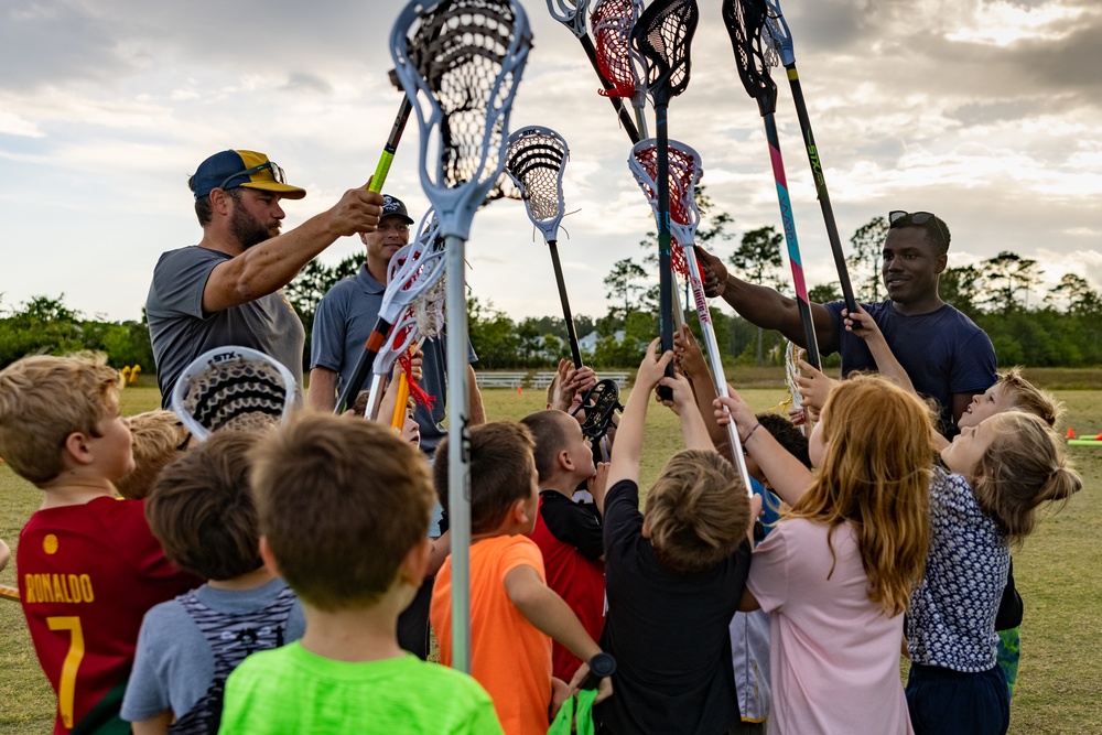 Marines Share Passion for Lacrosse with Local Topsail Youth