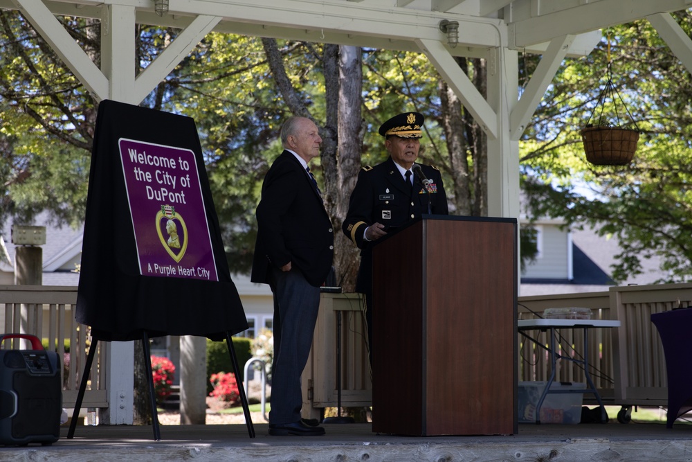 DuPont Purple Heart City and Congressional Gold Medal Ceremony