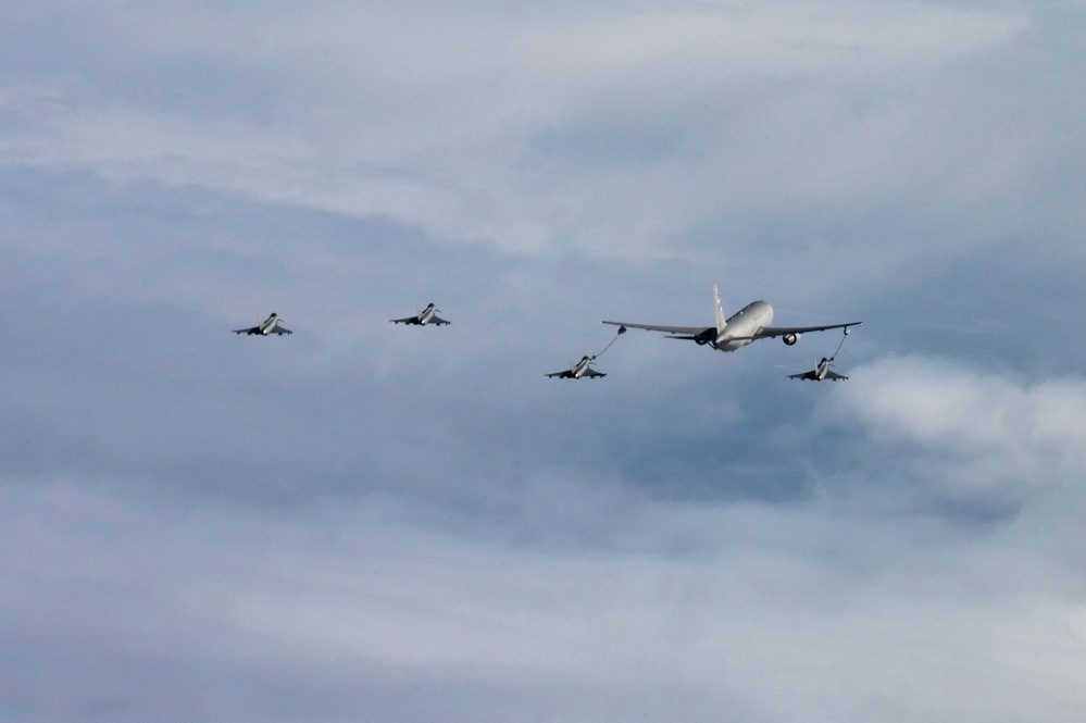 U.S Air Force KC-46, Italian KC-767, and F-2000 fly together for RF-A