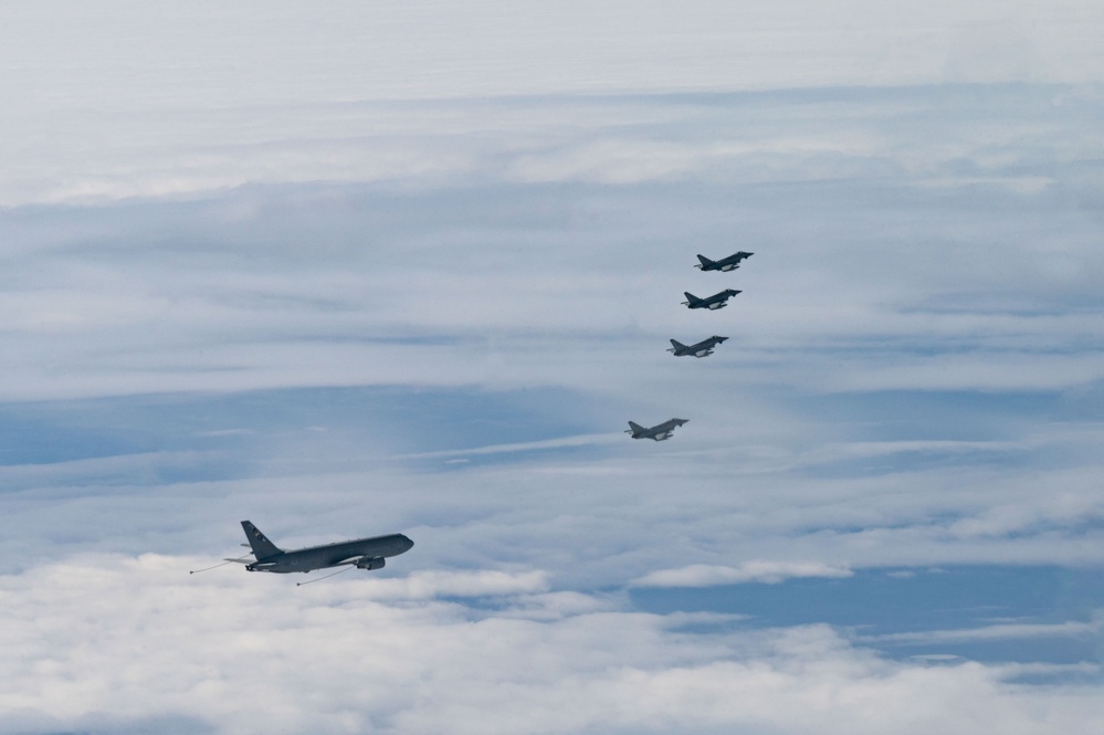 U.S Air Force KC-46, Italian KC-767, and F-2000 fly together for RF-A