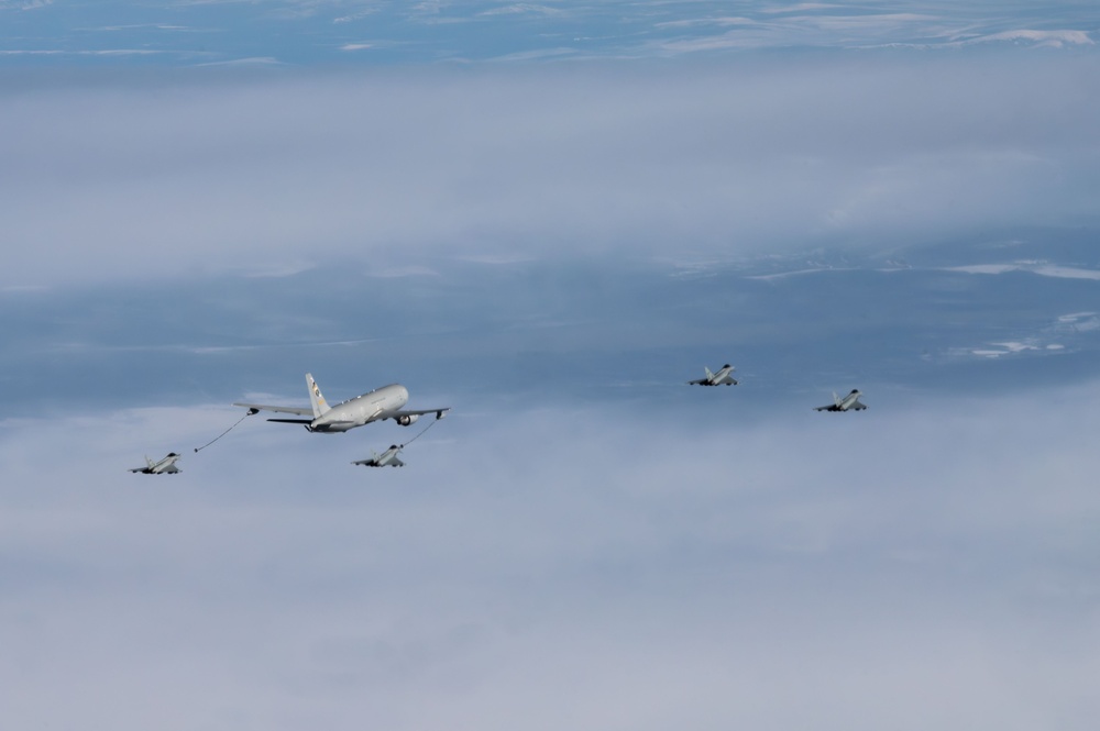 U.S Air Force KC-46, Italian KC-767, and F-2000 fly together for RF-A