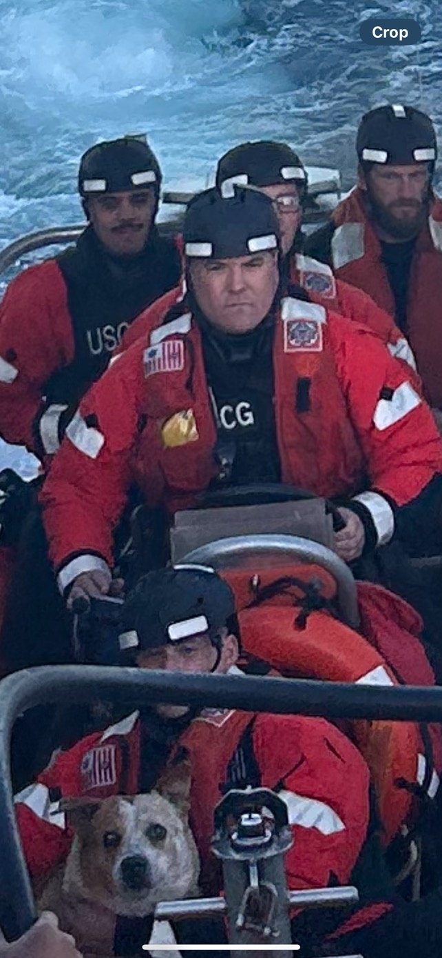 Coast Guard Cutter Adelie crew rescues man and dog after fishing vessel sinks near Henry Island, Washington