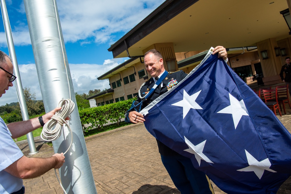USINDOPACOM Military Personnel Fly New Commander's Flag at HQ