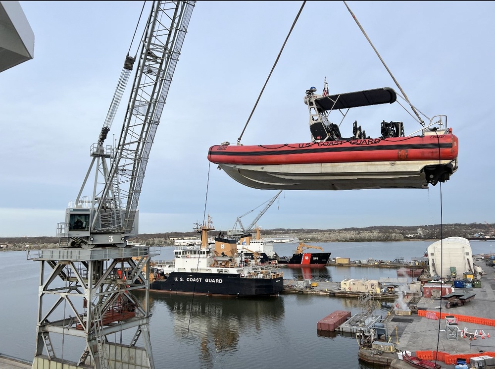 US Coast Guard Cutter Diligence undergoes maintenance at Coast Guard Yard in Baltimore