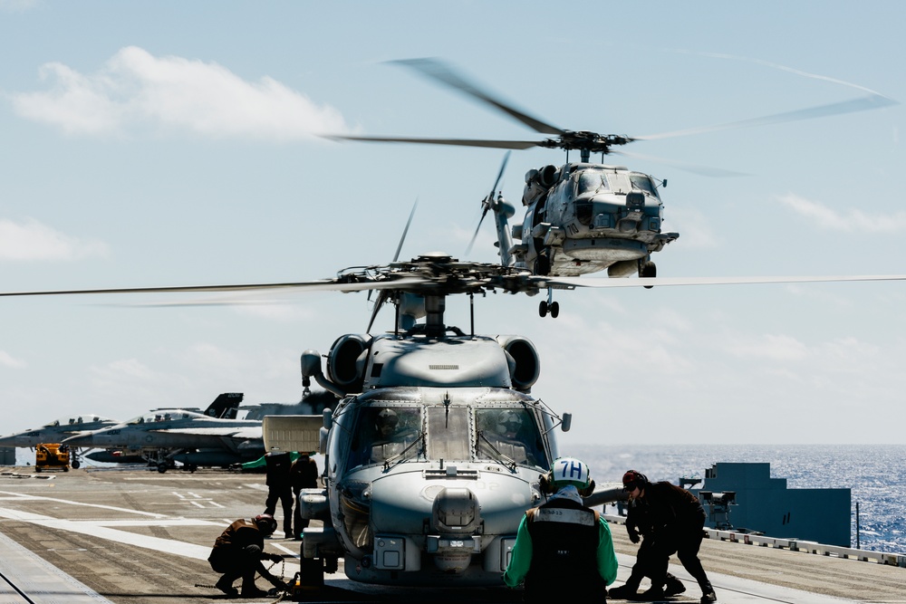 George Washington Conducts Helo Flight Operations