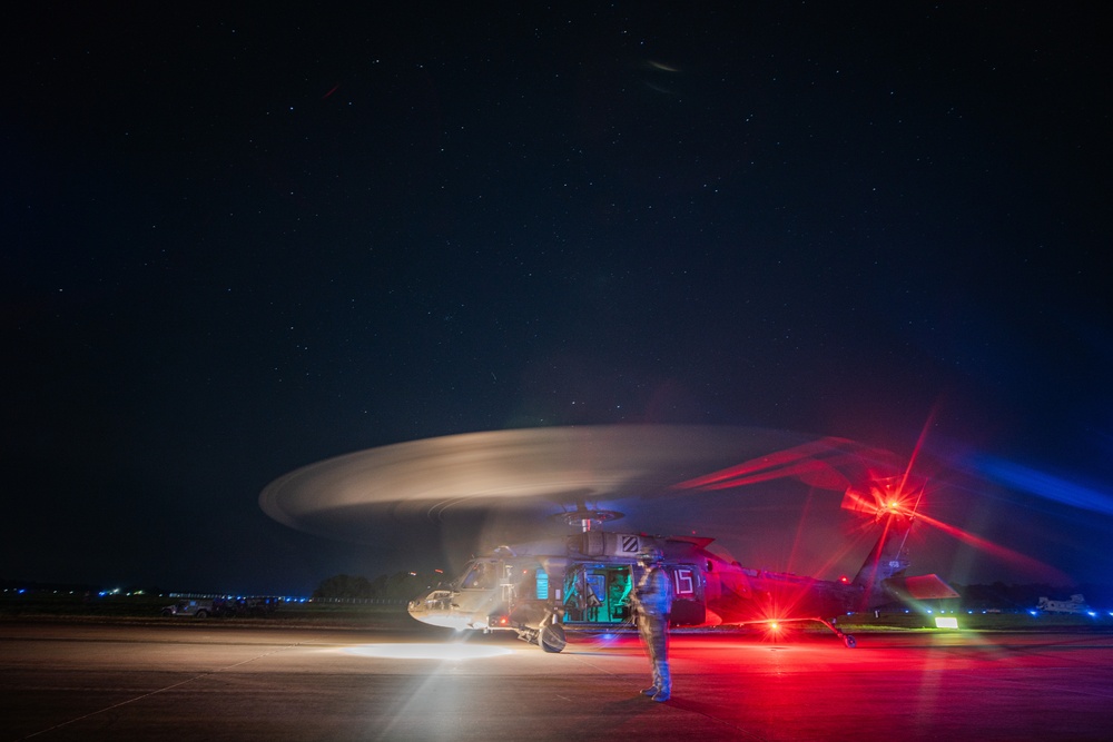Soldiers with 1-32 IN, 1st BCT, 10th MTN DIV (LI)  conduct a night air assault mission