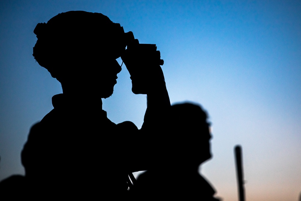 Soldiers with 1-32 IN, 1st BCT, 10th MTN DIV (LI)  conduct a night air assault mission at JRTC