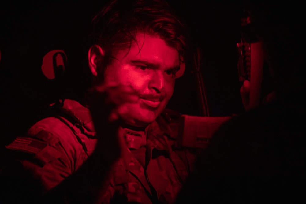 Soldiers with 1-32 IN, 1st BCT, 10th MTN DIV (LI)  conduct a night air assault mission at JRTC