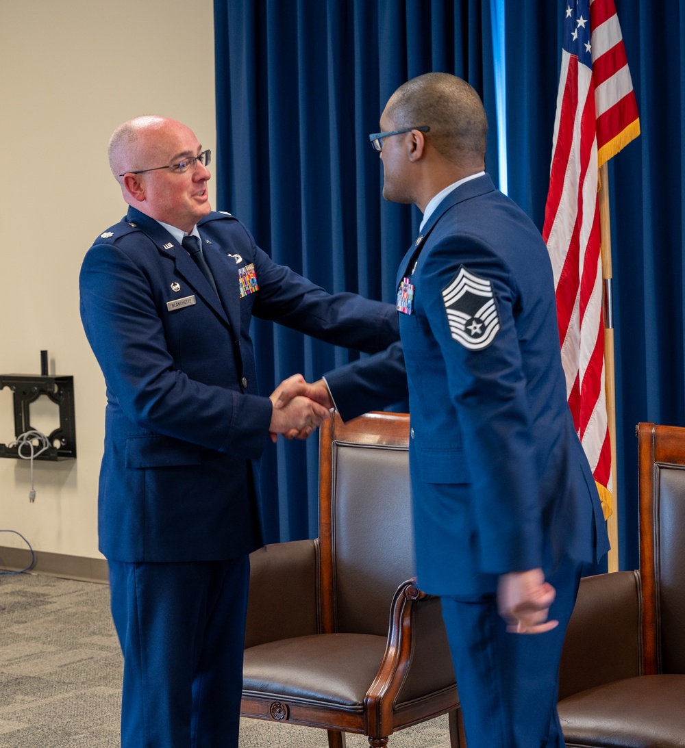 Chief Master Sgt. Delbert Thompson Promotion 102nd Intelligence Wing