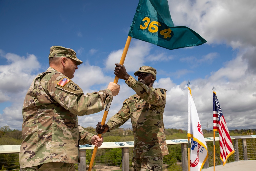 The Soldiers of the 364th Theater Public Affairs Support Element welcome their new commander.