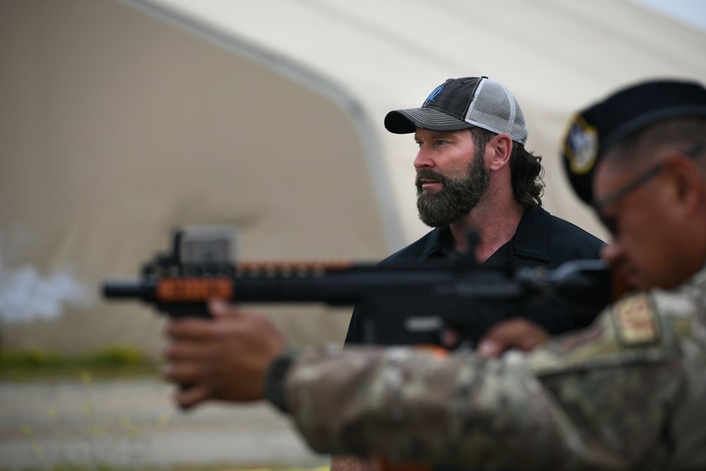 Airmen of the 163d Security Forces Squadron certify on PepperBall projectile launchers