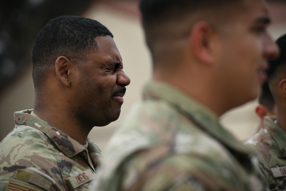 Airmen of the 163d Security Forces Squadron certify on PepperBall projectile launchers