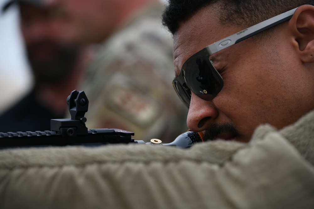 Airmen of the 163d Security Forces Squadron certify on PepperBall projectile launchers