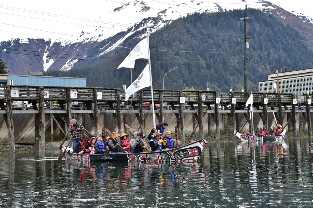 CNRNW joins Alaskan Natives on the One People Canoe Society's traditional tribal canoe paddle and welcoming ceremony to kick off the annual Juneau Maritime Festival