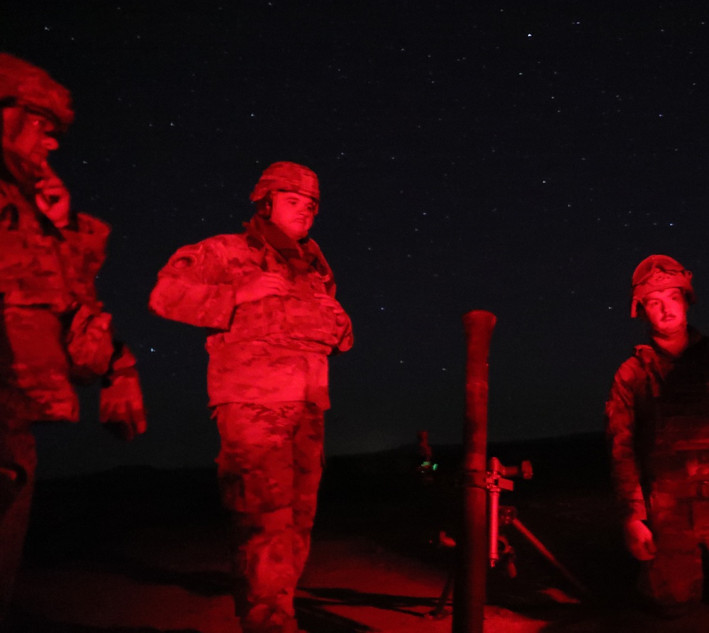 1st Battalion, 175th Infantry Regiment conducts nighttime mortar range at African Lion 2024