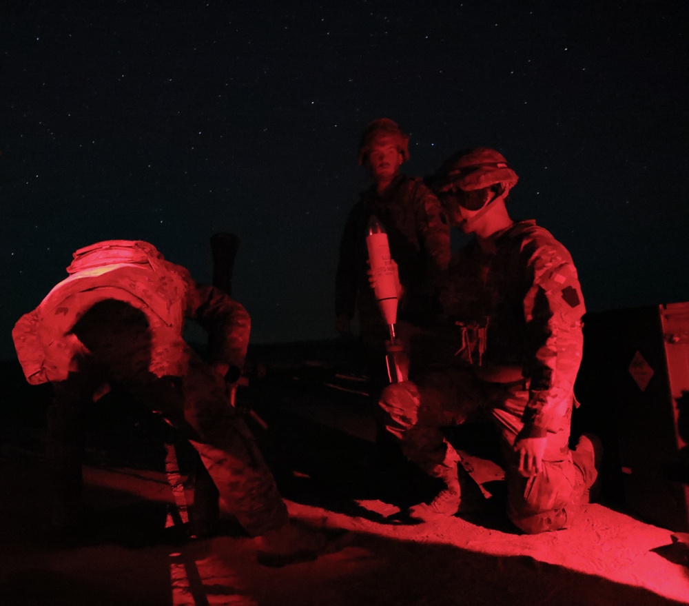 1st Battalion, 175th Infantry Regiment conducts nighttime mortar range at African Lion 2024