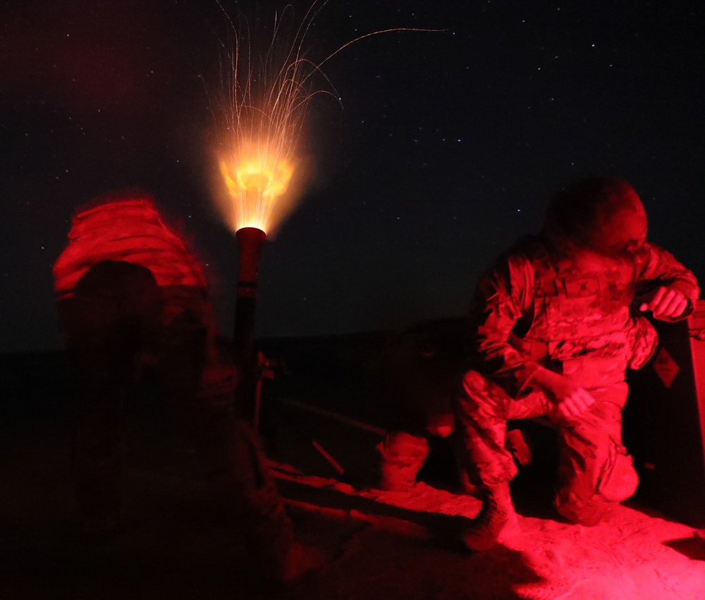 1st Battalion, 175th Infantry Regiment conducts nighttime mortar range at African Lion 2024