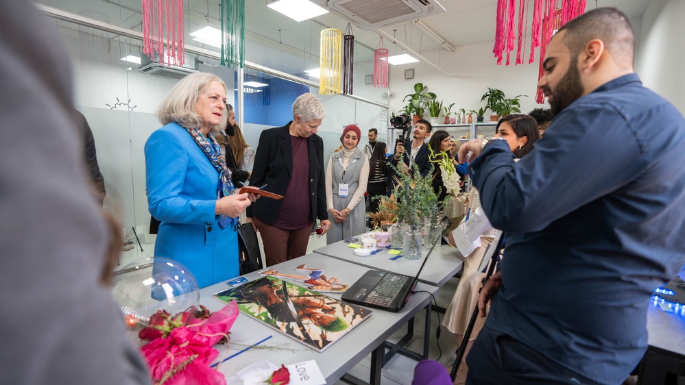 Ambassador Romanowski and USAID Iraq Mission Director Elise Jensen visited ComputIQ at the Hub200 center, to celebrate International Women's Day