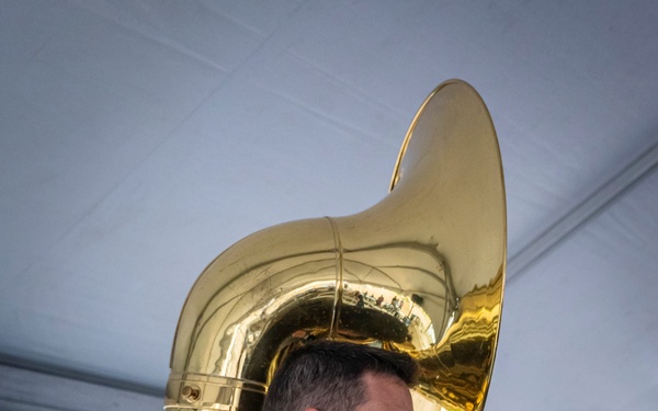 U.S. Fleet Forces Brass Band "Uncharted Waters" performs at the 2024 Virginia International Tattoo Hullaballoo