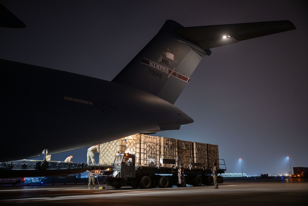 C-17 Globemaster III provides supplies to the USCENTCOM area of responsibility C-17 Globemaster III provides supplies to the USCENTCOM area of responsibility