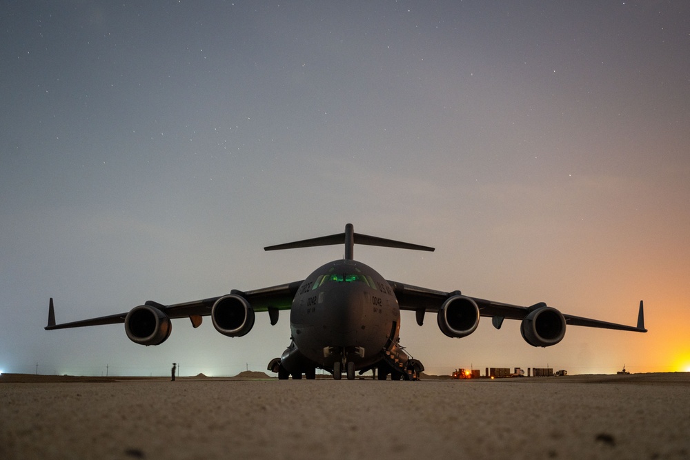 C-17 Globemaster III provides supplies to the USCENTCOM area of responsibility C-17 Globemaster III provides supplies to the USCENTCOM area of responsibility