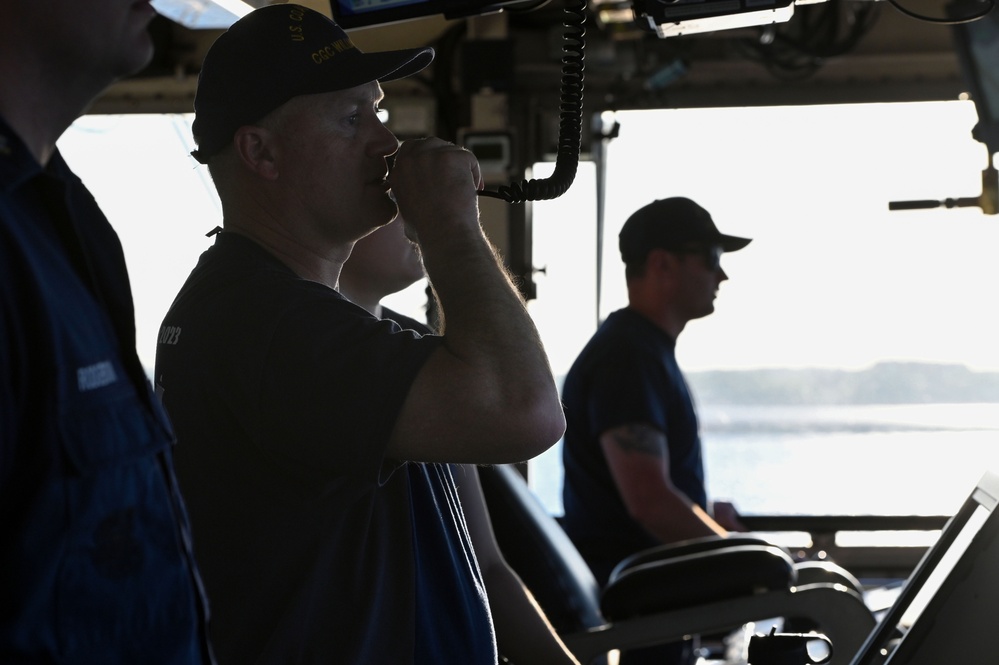 USCGC William Tate crewmember stands watch