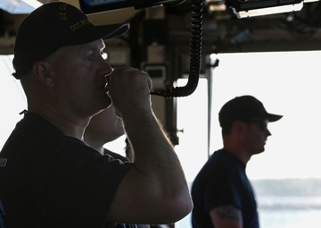 USCGC William Tate crewmember stands watch