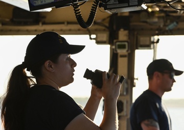 USCGC William Tate crewmember stands watch
