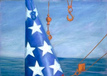 US Coast Guard Art Program 2002 Collection, Object Id # 200217, &quot;USCG Red Birch tending the Star-Spangled Buoy,&quot; Jo Ann Leiser