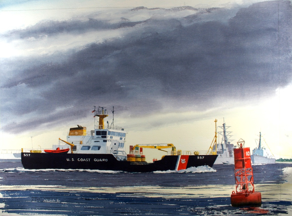 US Coast Guard Art Program 2008 Collection, Object Id # 200817, &quot;Buoy Tender in Norfolk,&quot; Pam Pahl