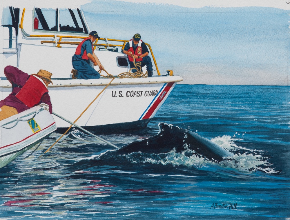 US Coast Guard Art Program 2011 Collection, Object Id # 201111, &quot;Entangled humpback release,&quot; Anne Brodie Hill