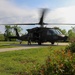 UH-60 Black Hawk helicopter lands on an airfield at Columbus Regional Health